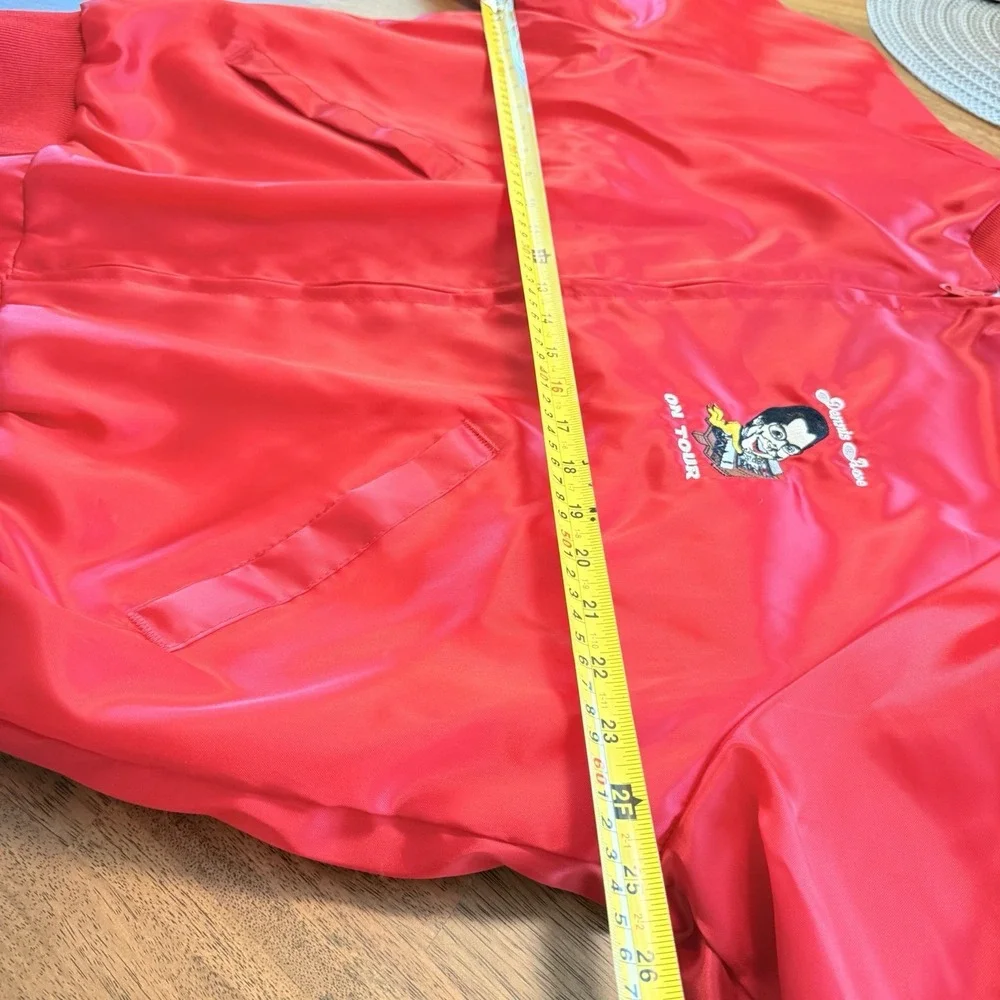 Vintage Dunbrooke Pla Jac Dennis Awe On Tour Satin Bomber Jacket Red‎ XL Organ